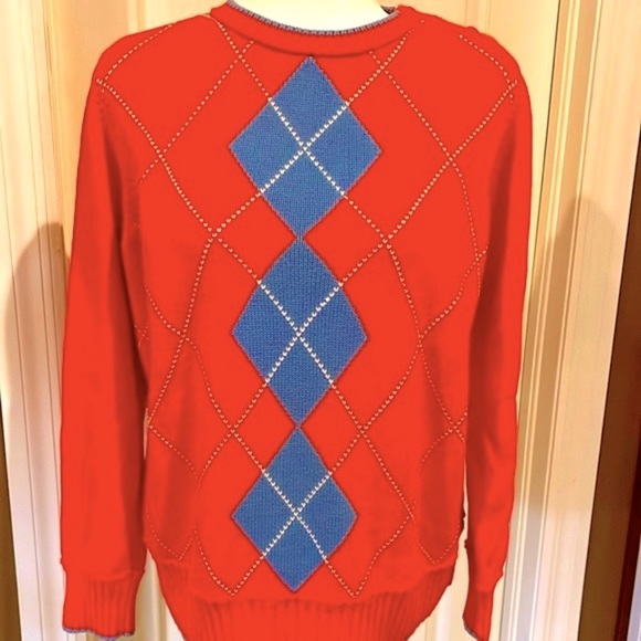 Liz Claiborne Sweaters - 💙3 FOR $8💙LIZ CLAIBORNE PRETTY CORAL/BLUE & WHITE PULLOVER SWEATER EUC